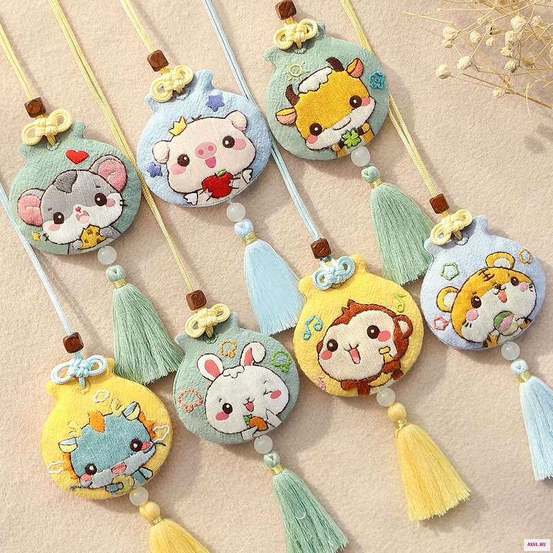 Вышивка крестиком Omamori с китайским знаком зодиака Набор для вышивки сделай сам кошелек набор игл нитки