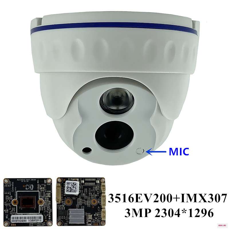 Интегрированная микрофонная аудио 3MP Sony IMX307 + 3516EV200 IP потолочная купольная камера 2304*1296 H.265 Onvif IRC CMS XMEYE