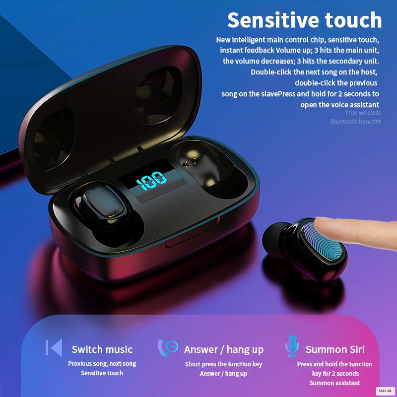 Bluetooth V5.0 беспроводные наушники сенсорные 9D объемный звук вкладыши с двойным микрофоном для Android iPhone