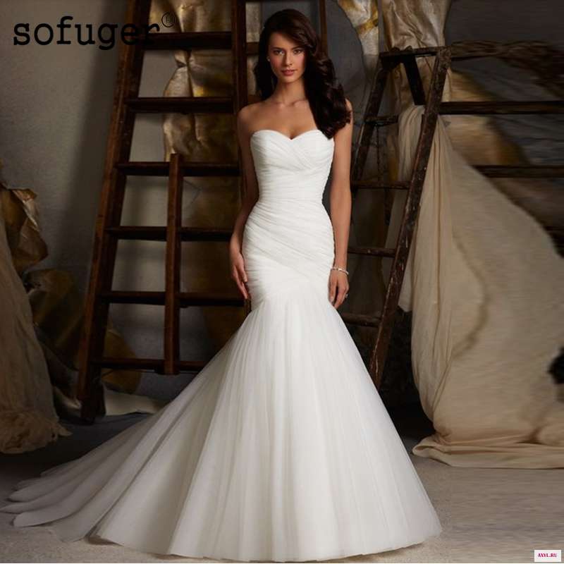 Горячая Распродажа сексуальное фатиновое годе свадебное платье русалки без бретелек дешевое Vestidos de Noivas со