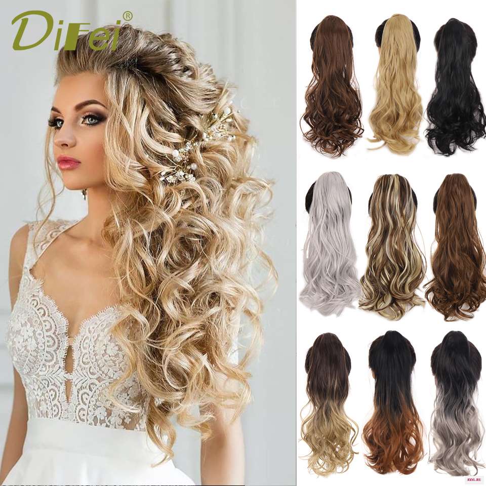 DIFEI 24 дюйма длинный волнистый конский хвост Fakehair синтетические - Цена: US $4.41 - 4.80