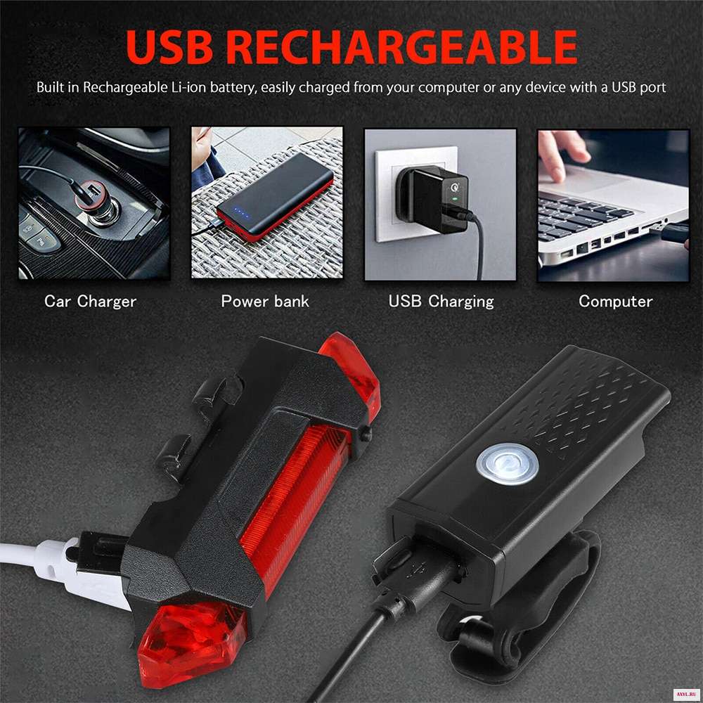 Велосипед светильник USB светодиодный Перезаряжаемые комплект горного велосипеда спереди и длинное сзади
