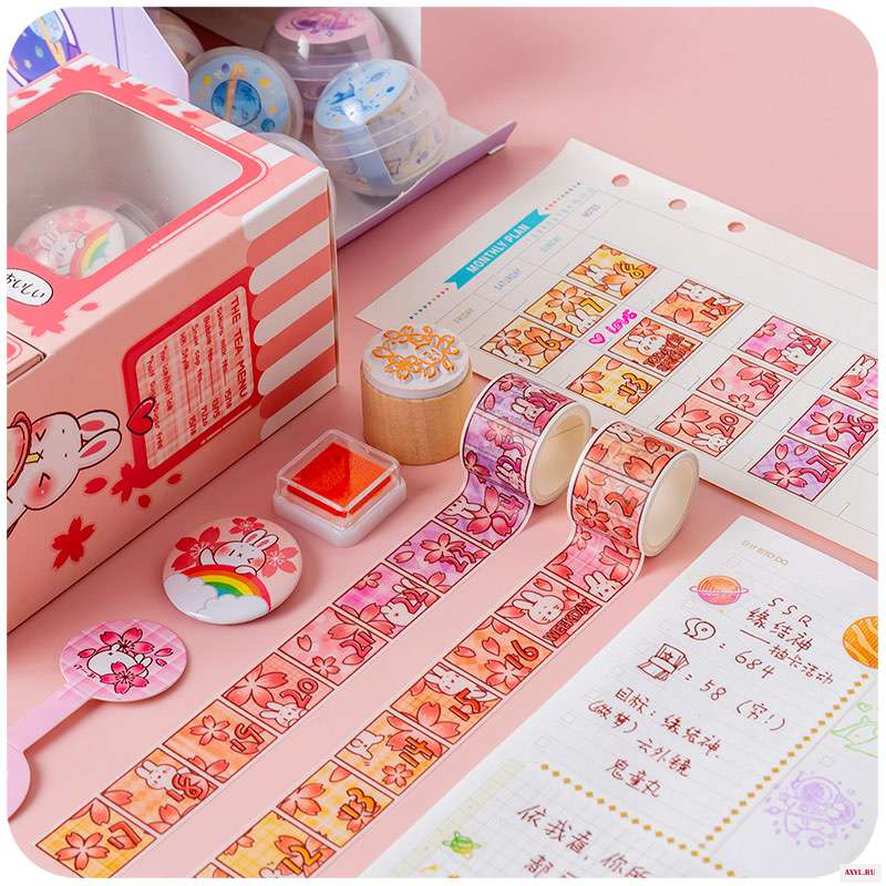 Kawaii Веселая шкатулка капсулы счастливая машина и бумажная лента комбинированная Печать inkpad набор значков