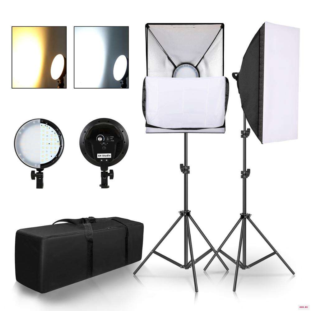 Комплект освещения Softbox 50 см * 70 45 Вт двухцветный приглушаемый светодиодный комплект для фотостудии фото