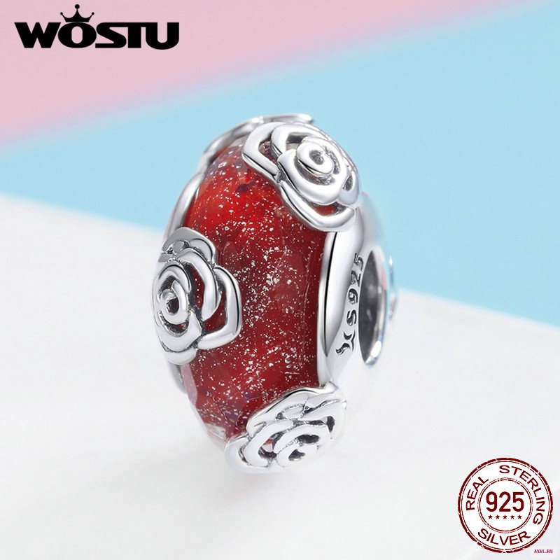 WOSTU Подвеска из серебра 925 пробы с цветной глазурью ароматизированные розы браслет и ожерелье подлинные