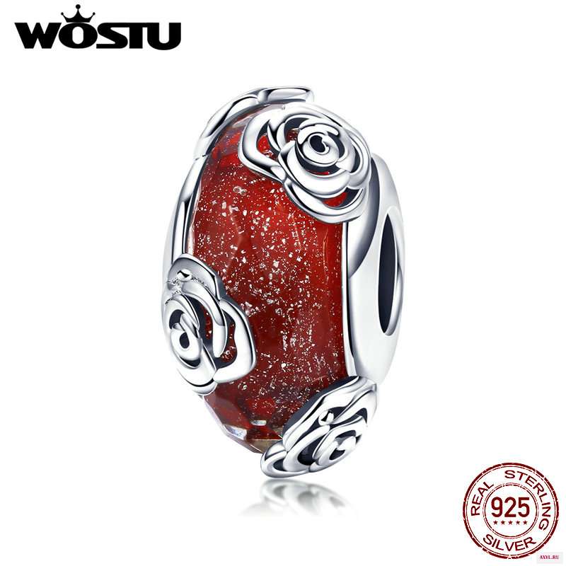WOSTU Подвеска из серебра 925 пробы с цветной глазурью ароматизированные розы браслет и ожерелье подлинные