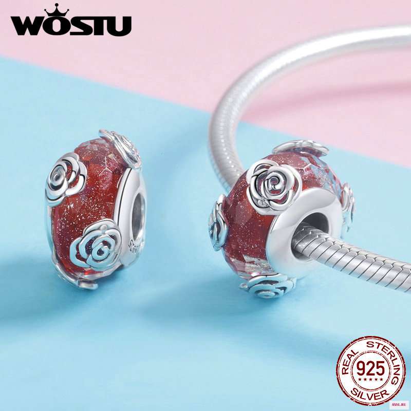 WOSTU Подвеска из серебра 925 пробы с цветной глазурью ароматизированные розы браслет и ожерелье подлинные