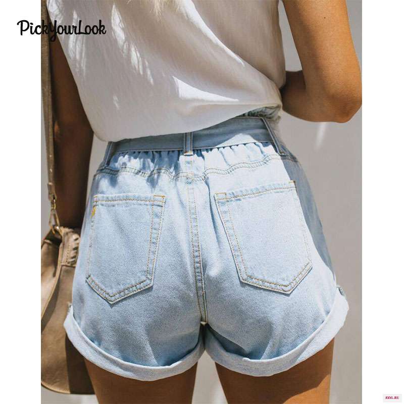 PickyourLook/женские джинсовые шорты со шнуровкой для женщин повседневные летние женские хит продаж светло