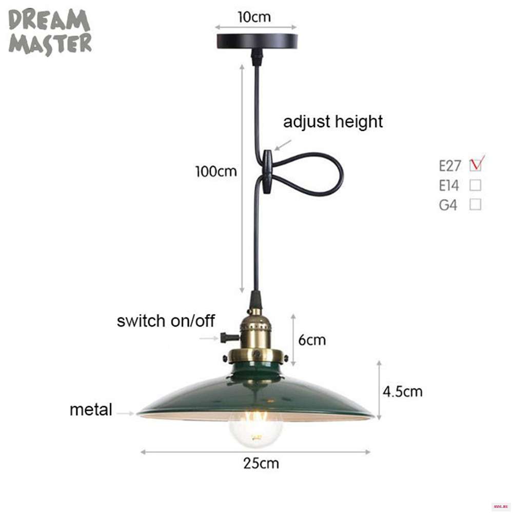 Американский подвесной светильник s современный с ручкой белый/черный/красный/зеленый винтажный