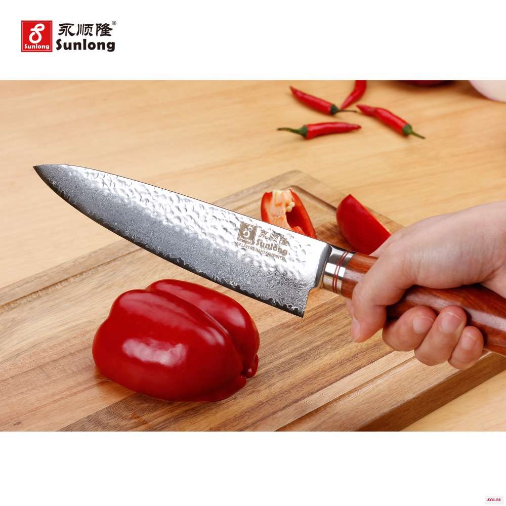 Sunlong ножи повара 8 дюймов Gyuto японский VG10 Дамасская сталь кухонные Палисандр Ручка|slicing knife|damascus steelcut meat |