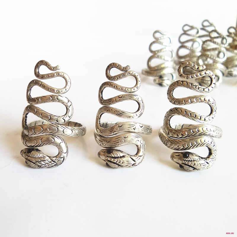 Мужские Винтажные медные кольца R233 непальского цвета серебристые в виде змейки|Кольца| |