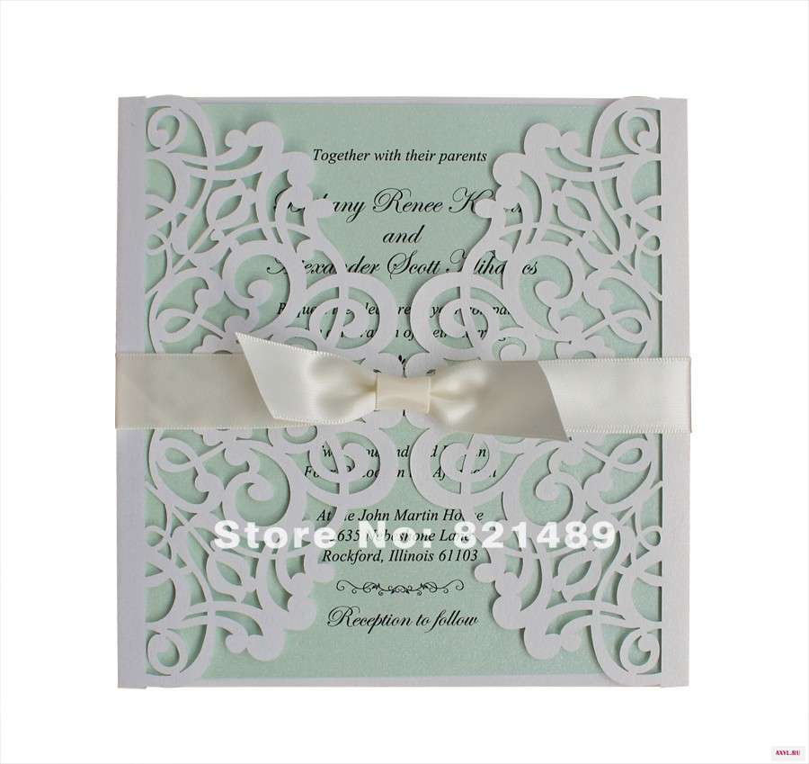 White and Green Wedding Invitation