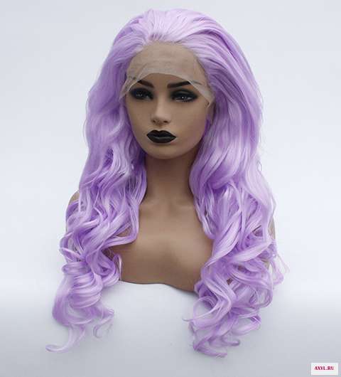 Violet Long Wavy Lace Front Wig Synthetic Hair Light Purple Glueless Body Wave Wigs for Women Lavender Heat Resistant Fiber -12