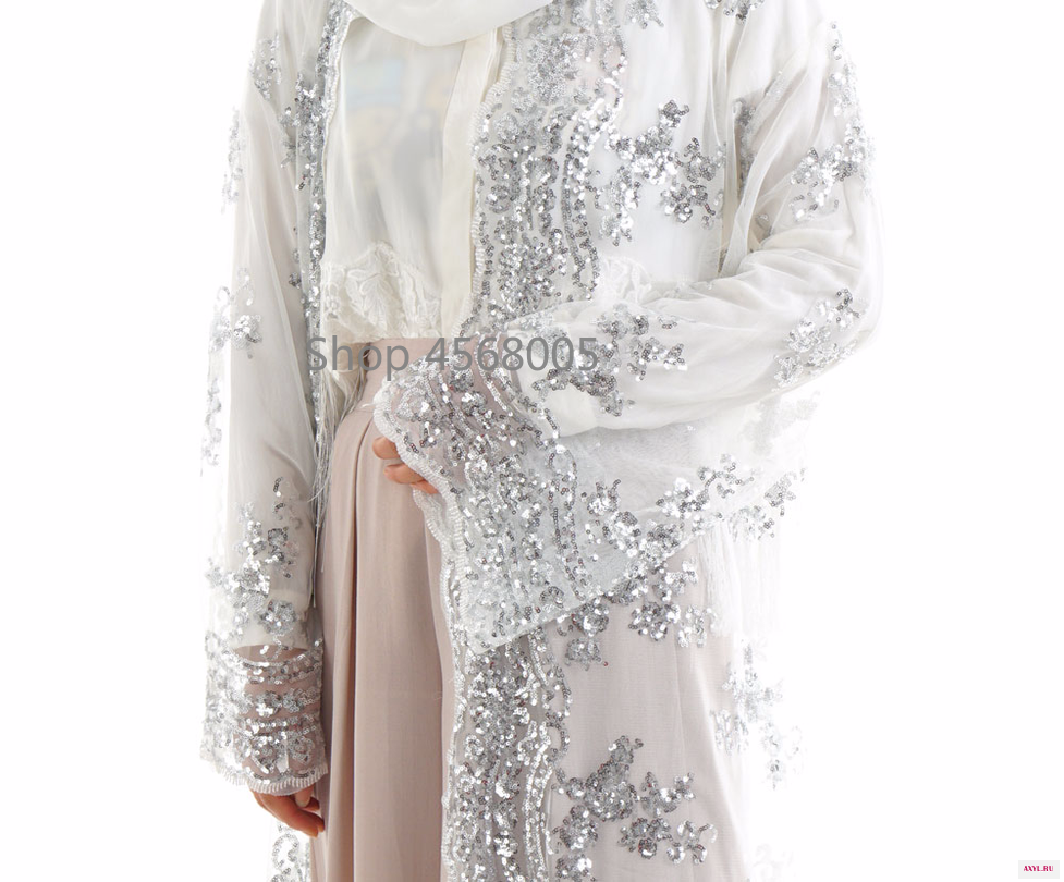 Расшитыми пайетками мусульманское платье Абая исламской Для женщин Малайзии джилбаба Djellaba халат