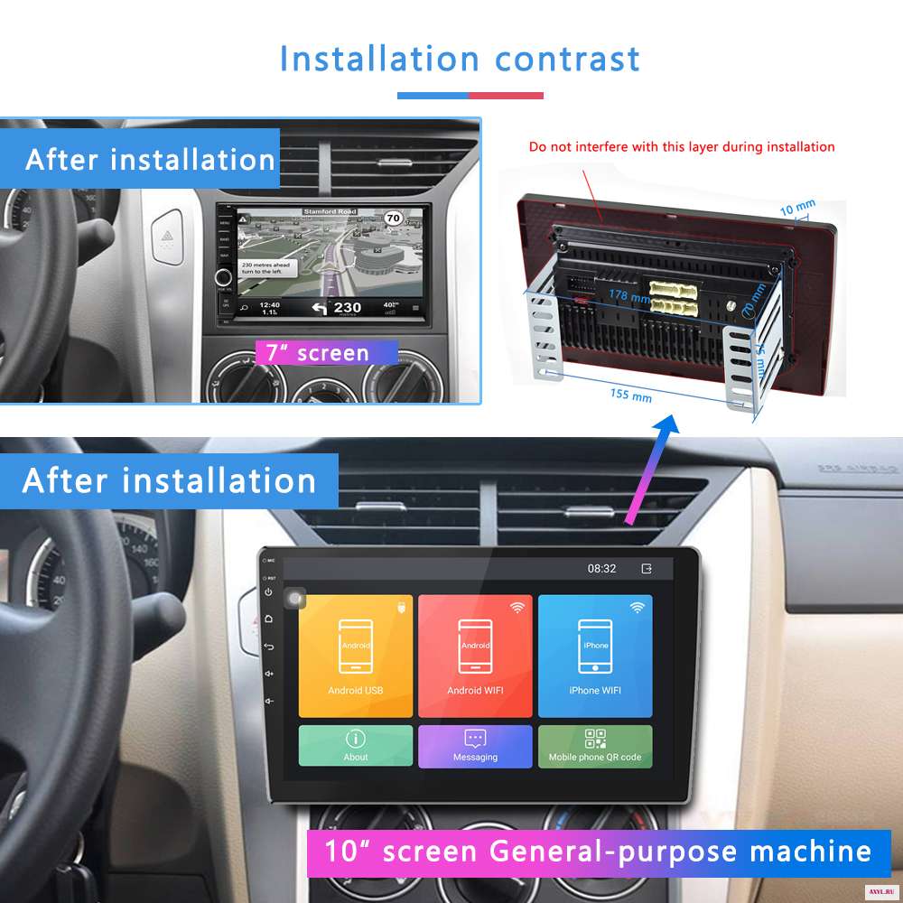 Автомагнитола Podofo 2 Din Android 8 1 10 дюйма GPS Bluetooth Wi Fi|Мультимедиаплеер для авто| |
