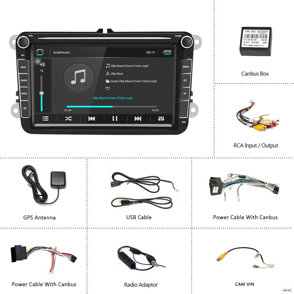 Автомагнитола Podofo 2 din Android 8 1 дюймов GPS мультимедийный плеер для