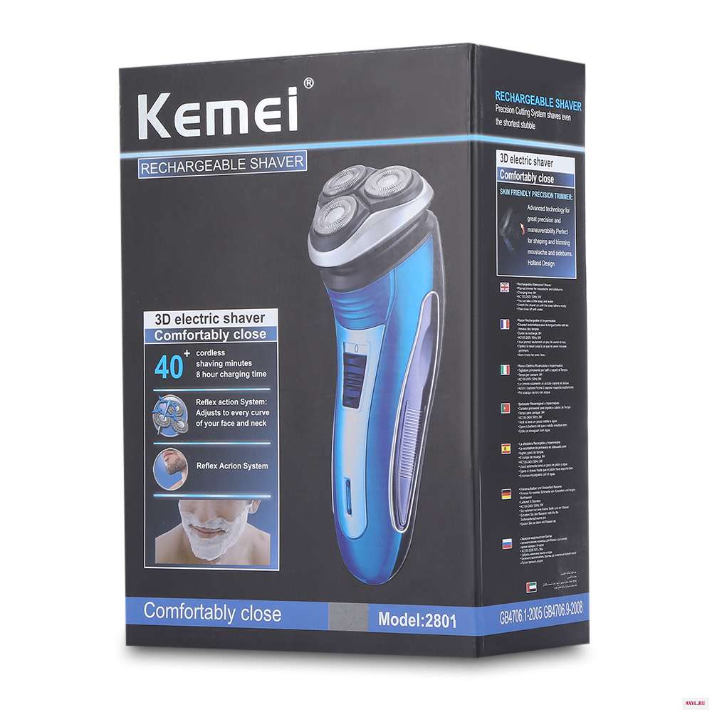 Kemei KM 2801 Мужская перезаряжаемая Тройная плавающая электрическая бритва для ухода за лицом триммер бороды