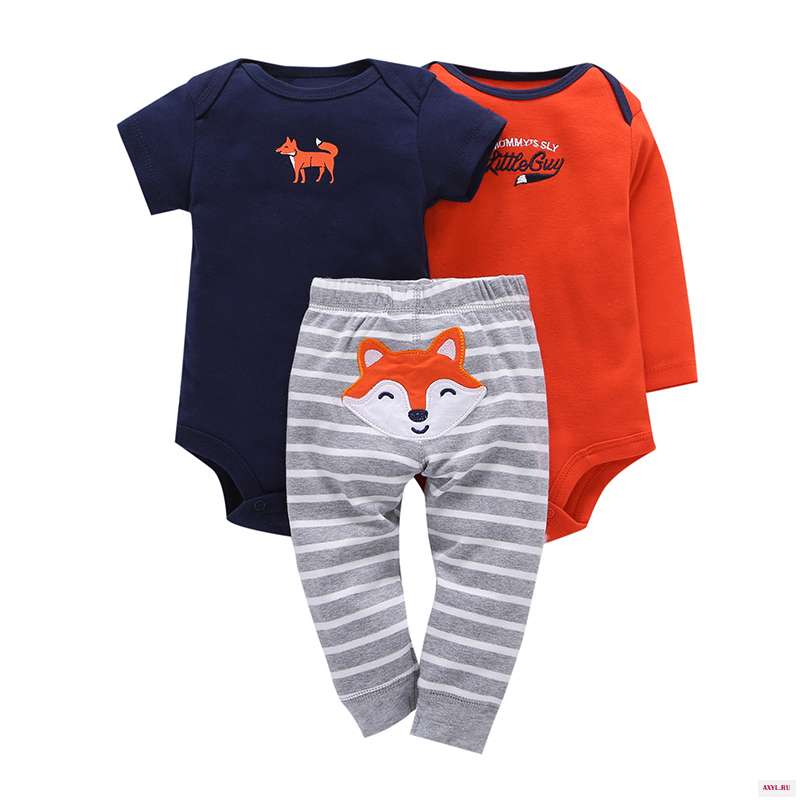 Baby Boys girl Clothing Set 3pcs/Set Gray bear Trousers + 2pcs Striped Climbing clothes 0-2Y baby 2018 Spring Suit Baby Clothes