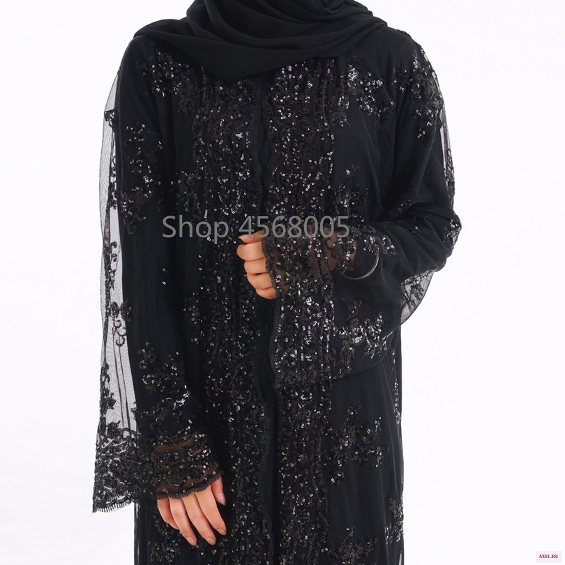 Расшитыми пайетками мусульманское платье Абая исламской Для женщин Малайзии джилбаба Djellaba халат