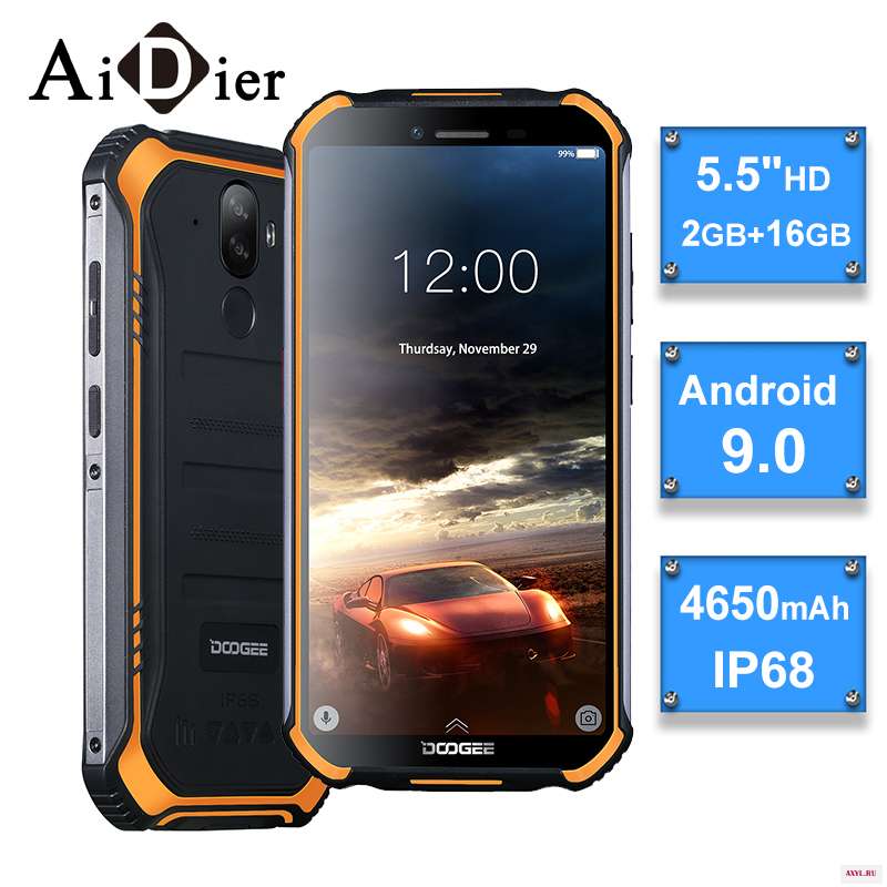 DOOGEE S40 IP68/IP69K Android 9 0 мобильный телефон 5 дюймов 4650 мА/ч MT6739 4 ядра 2 Гб Оперативная память 16 Встроенная 8.0MP 4G
