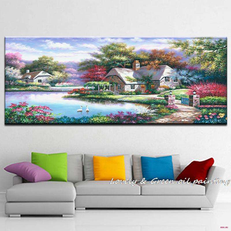 Красивая фигурка художественная картина жикле Томас кинкед пейзаж масляная живопись принты на холсте