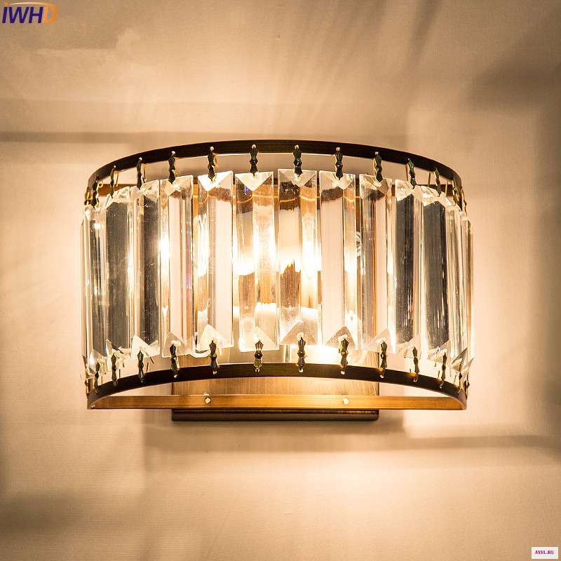 Винтажный светодиодный кристаллический настенный ретро светильник IWHD лампа для дома американский лестницы