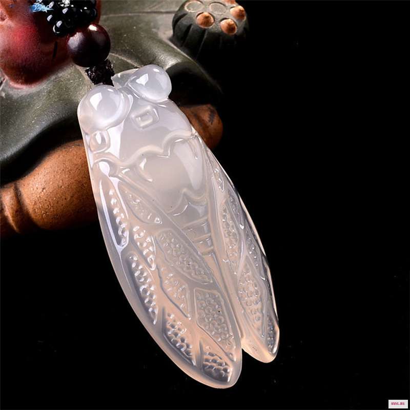 Оптовая продажа белых подвесок с натуральным кристаллом ожерелье Цикада подвеской в подарок для женщин