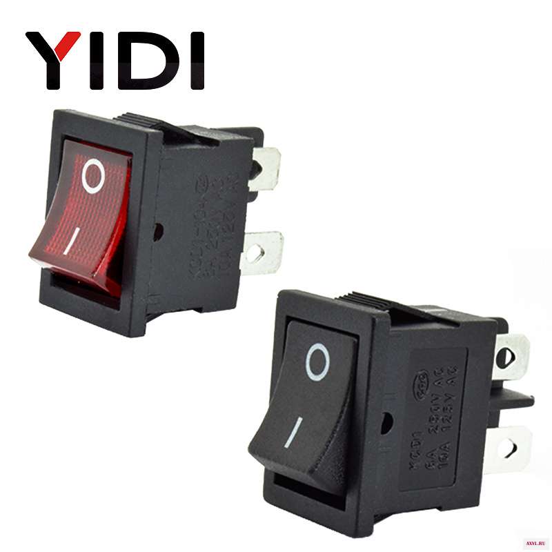 6A 250VAC KCD1 104 кулисный переключатель 4pin вкл. Выкл дпст 12 В 220 красная лампа черный защелкивающий 15x21