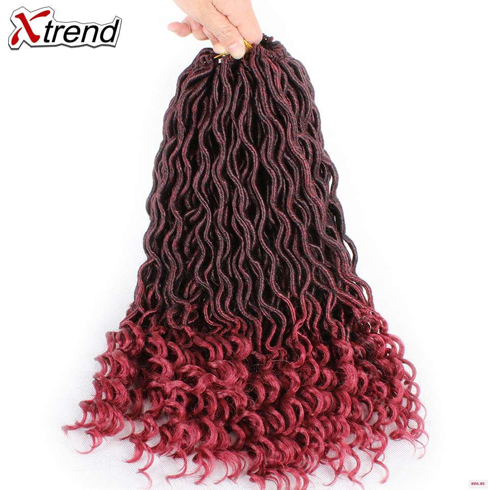 Crochet braids 3 Packs Faux locs Curly Hair DreadLocks Extensions Crotchet For Black Women 18inch Xtrend | - Цена: 
