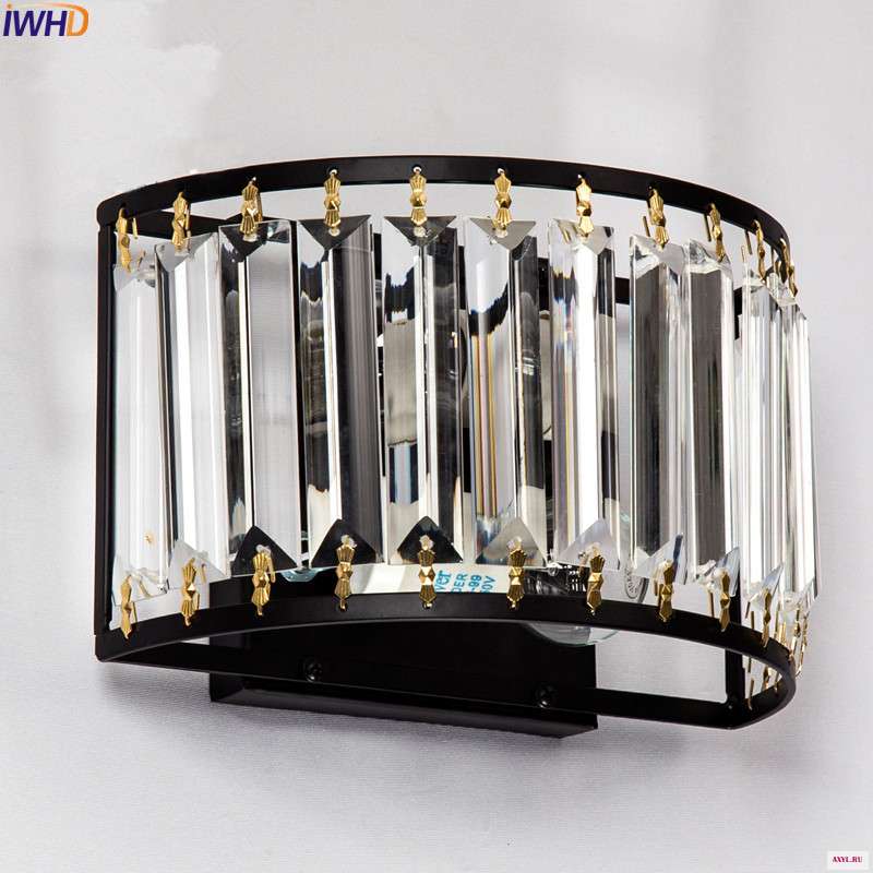 Винтажный светодиодный кристаллический настенный ретро светильник IWHD лампа для дома американский лестницы