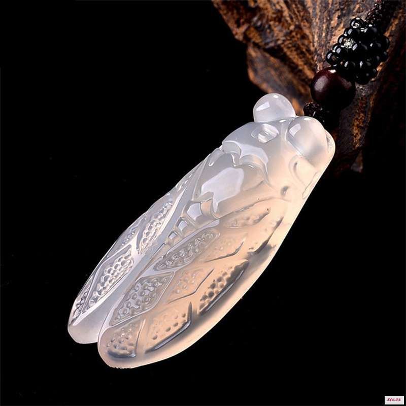 Оптовая продажа белых подвесок с натуральным кристаллом ожерелье Цикада подвеской в подарок для женщин