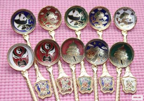 wholesale-10Pcs-Traditional-Chinese-Panda-Dragon-Facial-makeup-Cloisonne-Spoon(2)