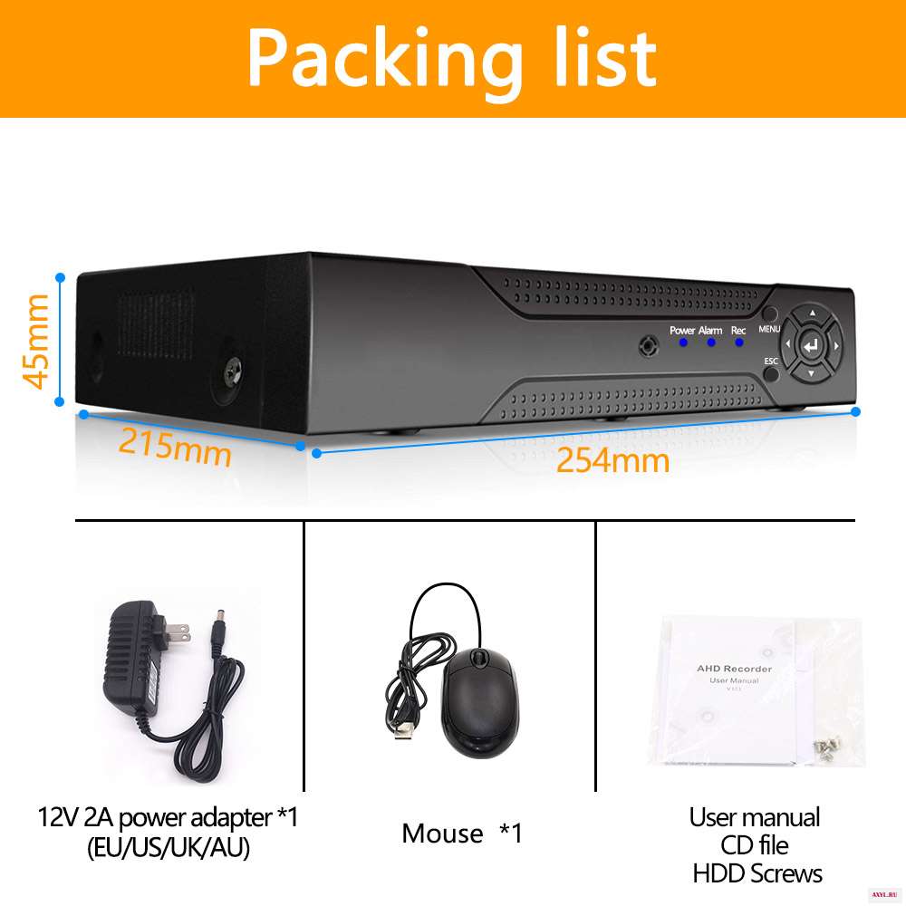 Видеорегистратор 5 в 1 4 канала * 1080N AHD DVR гибридный видеорегистратор для камер 720P/960H аналоговых CVI TVI IP
