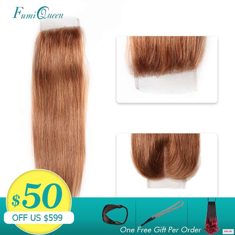 Ali Fumi queen hair 4x4 бразильские прямые человеческие волосы Бесплатная/средняя часть кружева Закрытие 10 " 20" 30 #
