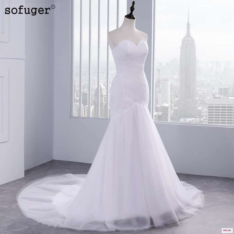 Горячая Распродажа сексуальное фатиновое годе свадебное платье русалки без бретелек дешевое Vestidos de Noivas со