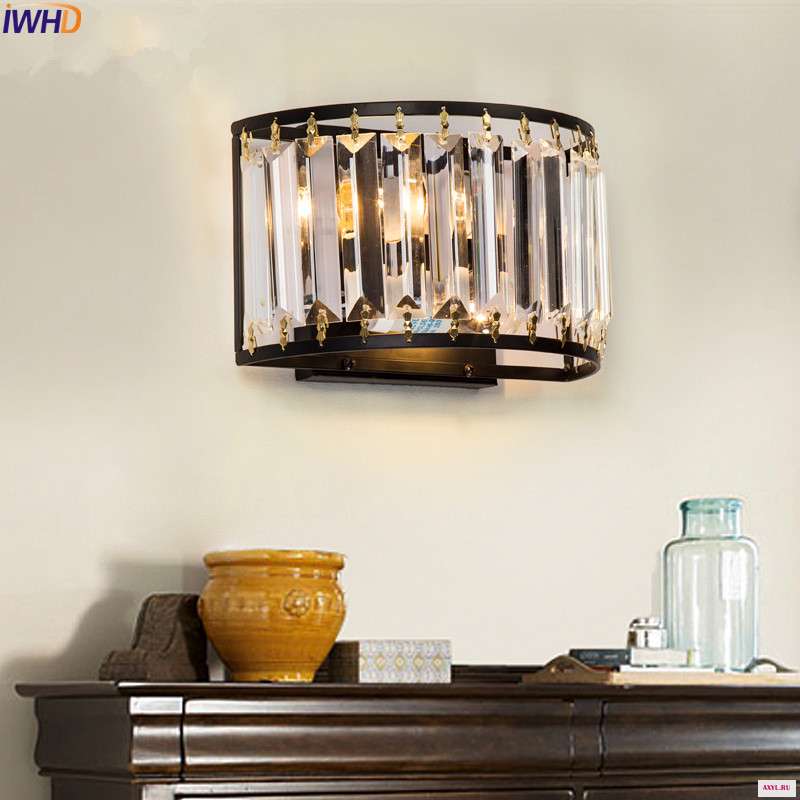 Винтажный светодиодный кристаллический настенный ретро светильник IWHD лампа для дома американский лестницы