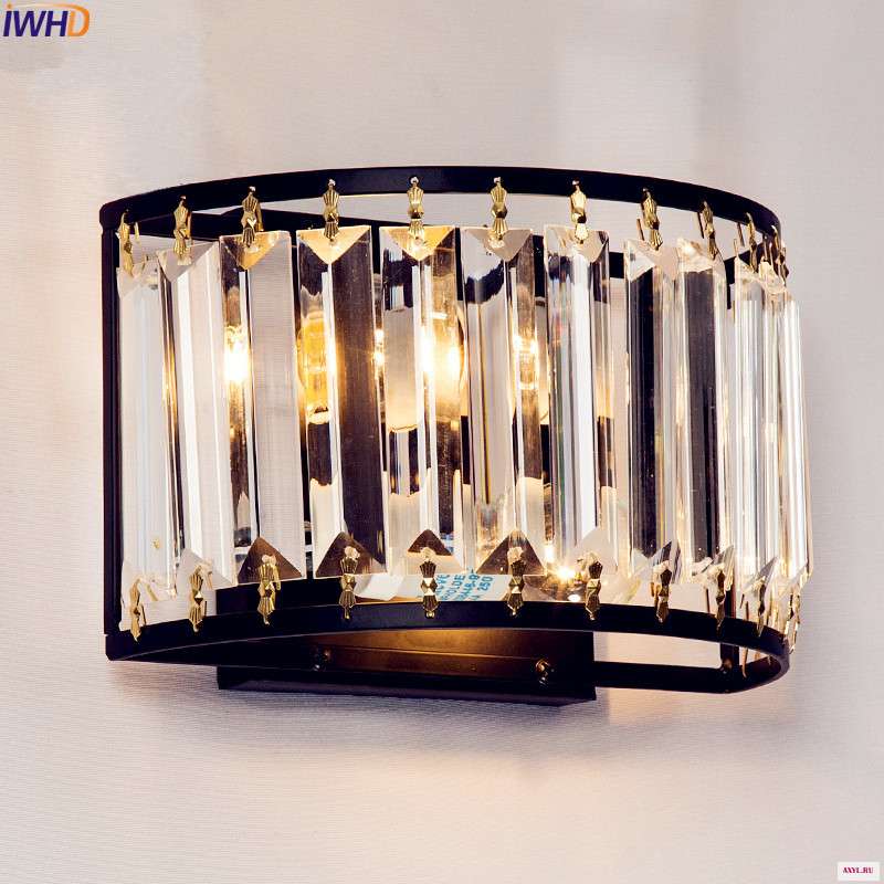 Винтажный светодиодный кристаллический настенный ретро светильник IWHD лампа для дома американский лестницы