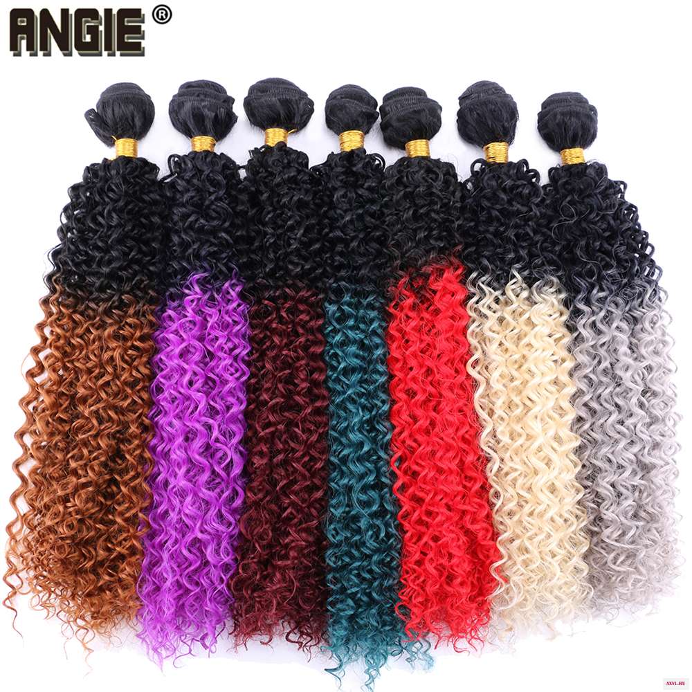 Two Tone Ombre Black To 613 Kinky Curly Hair Bundles 200g/lot High Temperature Synthetic Extensions for Brazilian Women - Цена: US $10.20 / lot
