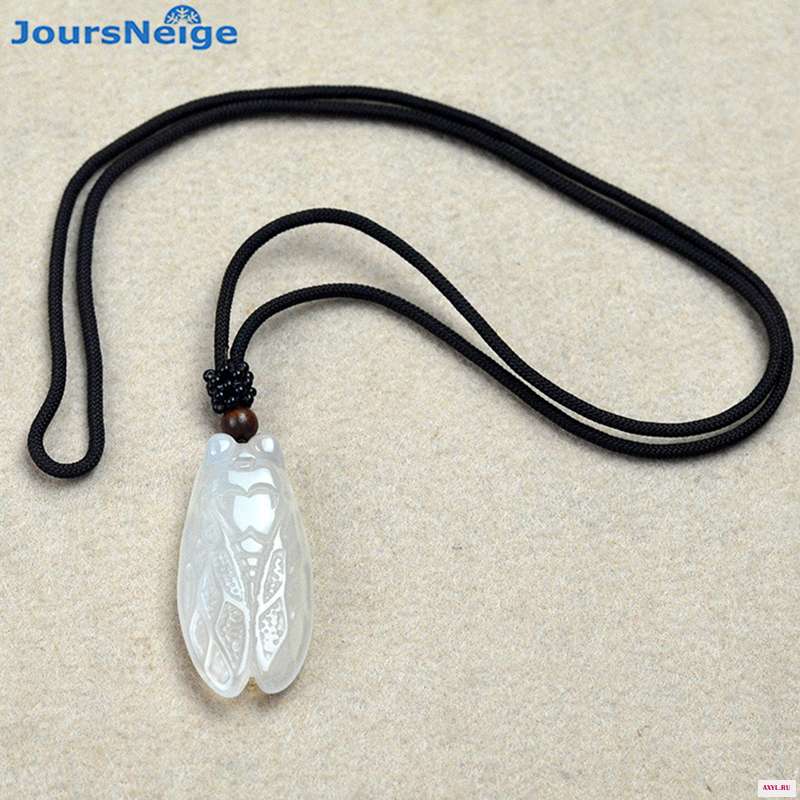 Оптовая продажа белых подвесок с натуральным кристаллом ожерелье Цикада подвеской в подарок для женщин