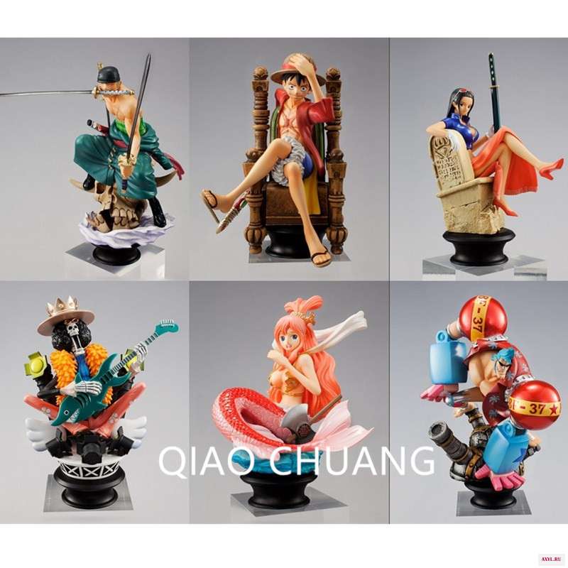 6pcs-set-10CM-Anime-One-Piece-Luffy-Franky-Zoro-BROOK-Robin-Chess-Ver-Cartoon-PVC-Action