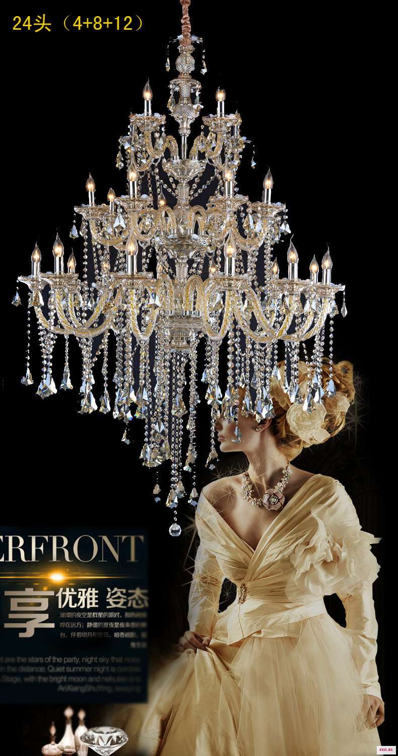 Большой проект люстра потолочные светильники огромный коньяк cystal освещение антикварная отель лестница