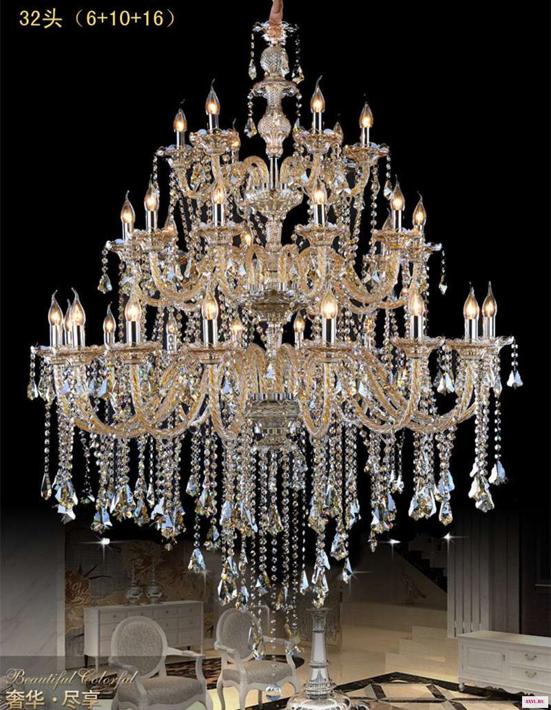 Большой проект люстра потолочные светильники огромный коньяк cystal освещение антикварная отель лестница