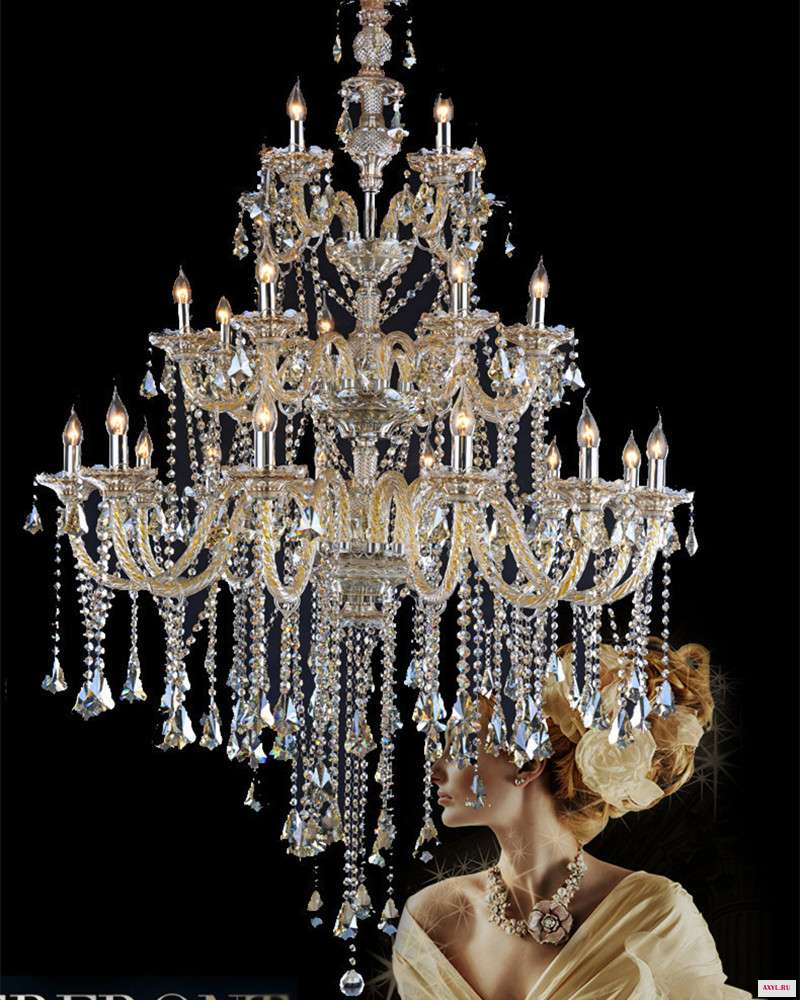 Большой проект люстра потолочные светильники огромный коньяк cystal освещение антикварная отель лестница