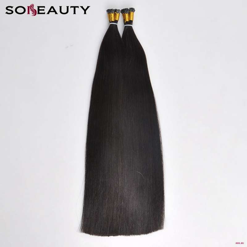 Sobeauty Remy Hair I Tip Extension 40g/pack 16’’18’’20’’22’’ Human Silky Straight Fusion 1B Color | - Цена: 
