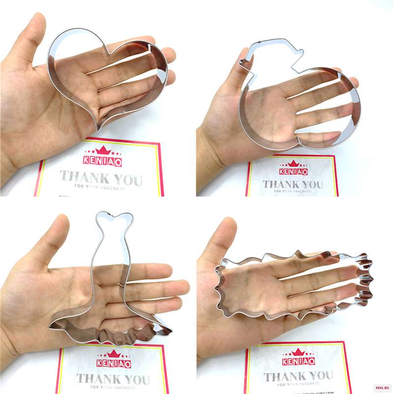 KENIAO для свадебного печенья Cutter Set 6 шт. Шампанское/свадебное платье/Сердце/кольцо печенье и помадка