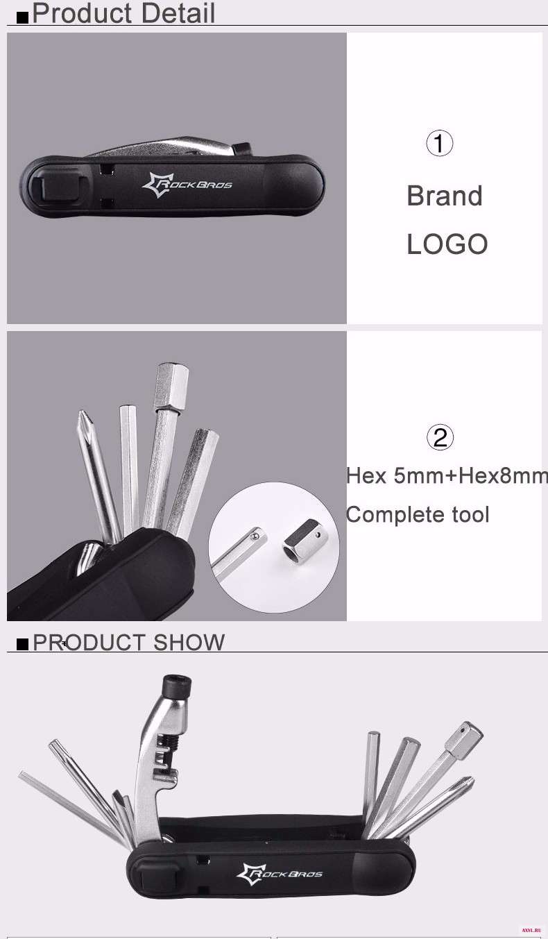24Multi-function ROCKBROS 12 in 1 Bicycle Pocket Repair Tools Set Folding Mini Cycling Bike Maintaining Tools Chain Hook Hex Key