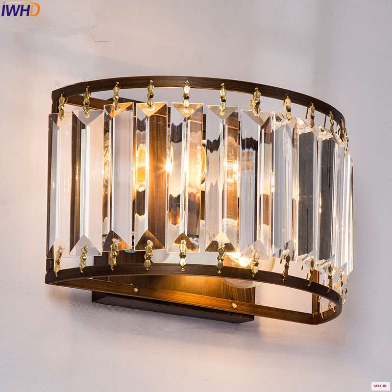 Винтажный светодиодный кристаллический настенный ретро светильник IWHD лампа для дома американский лестницы