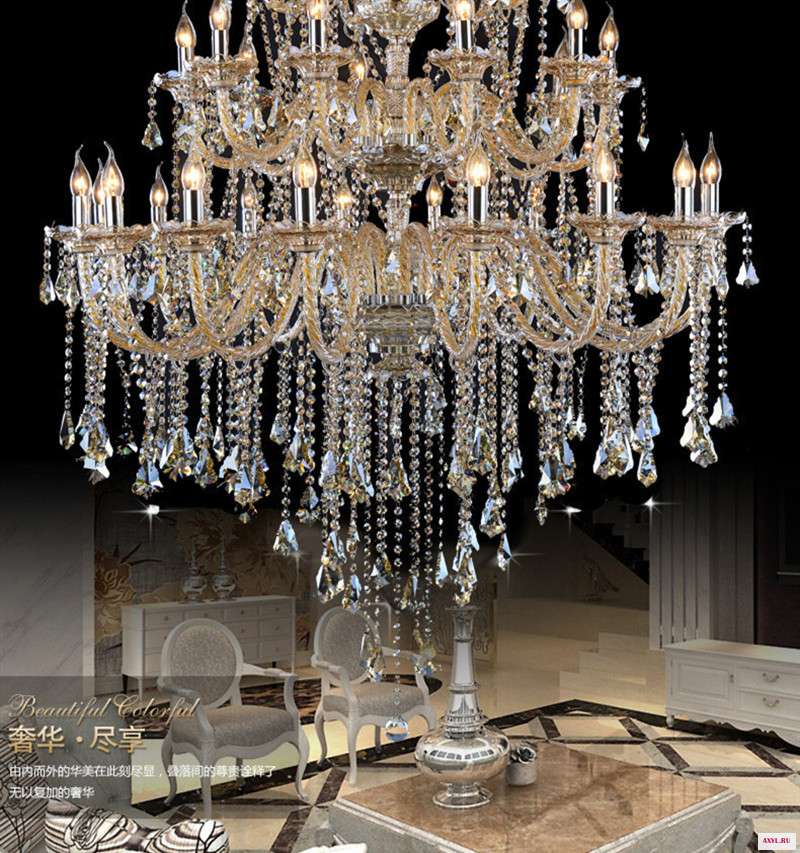 Большой проект люстра потолочные светильники огромный коньяк cystal освещение антикварная отель лестница