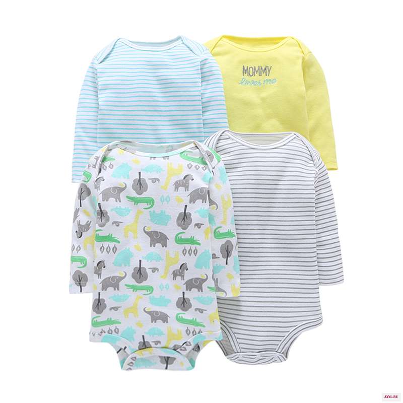 4PCS/PACK newbron baby clothes long sleeve bodysuit cotton 6-24M baby boy girl Bodysuit set 2018 infantil body bebes