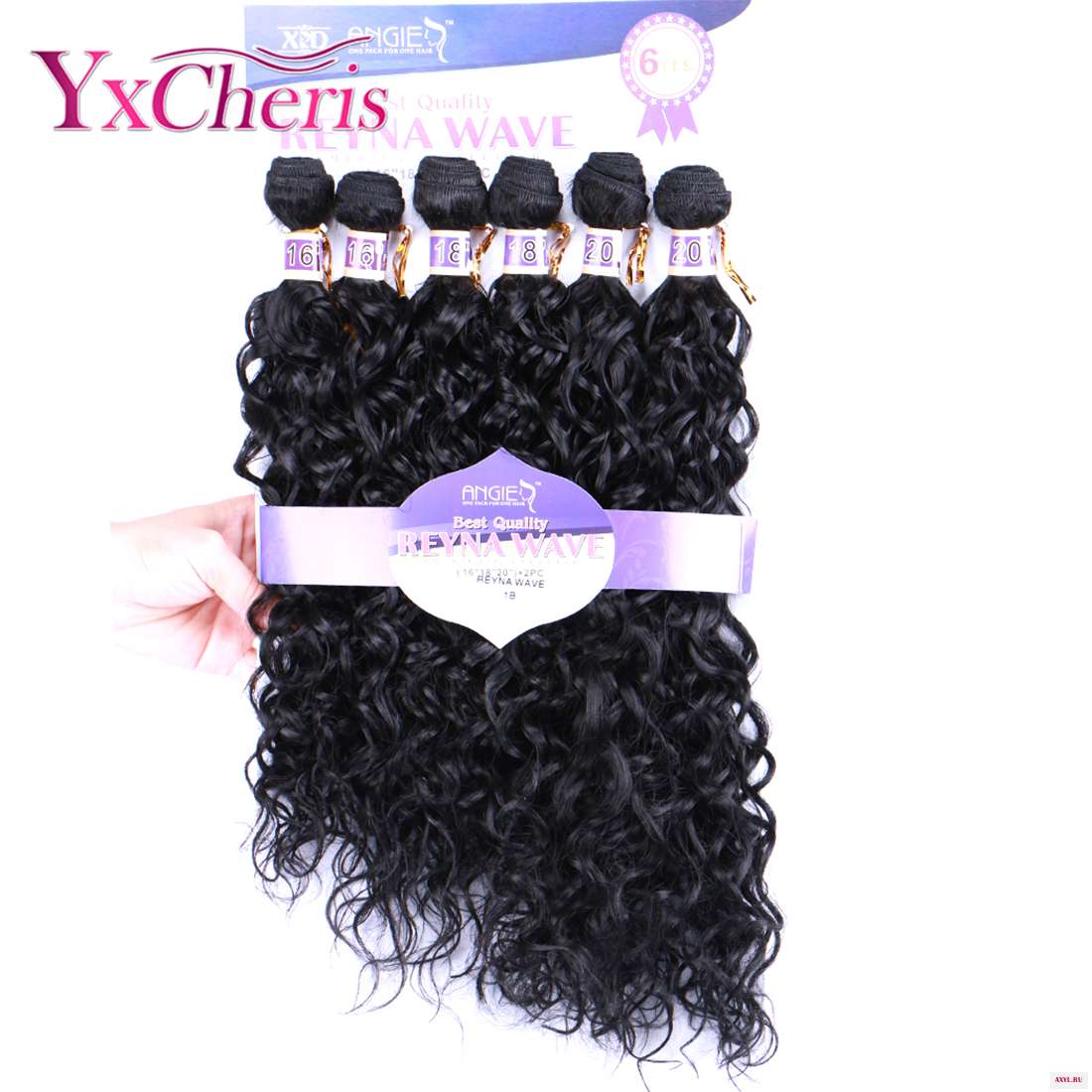Synthetic Curly Hair Weaves Water Wave 6pcs/Lot Ombre Bundles 16&quot-20&quot 210g Double Weft Extension | - Цена: 